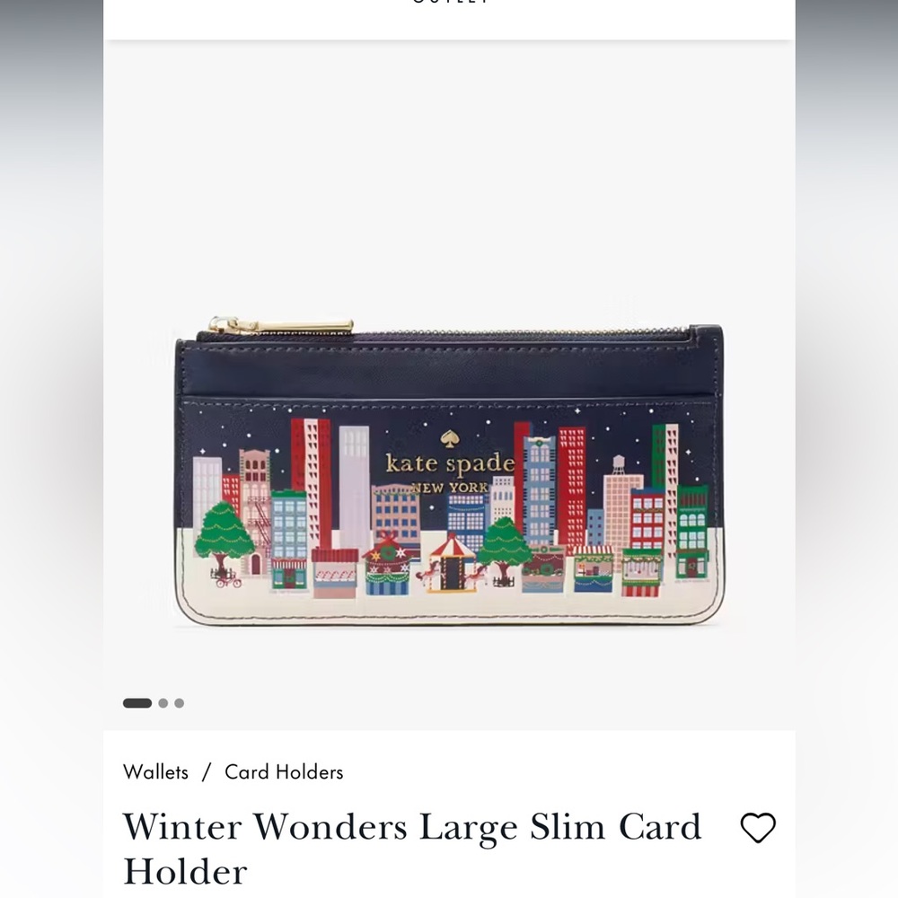 Kate Spade Winter Wonders Large Slim Card Holder Brand New Never Used ♠️